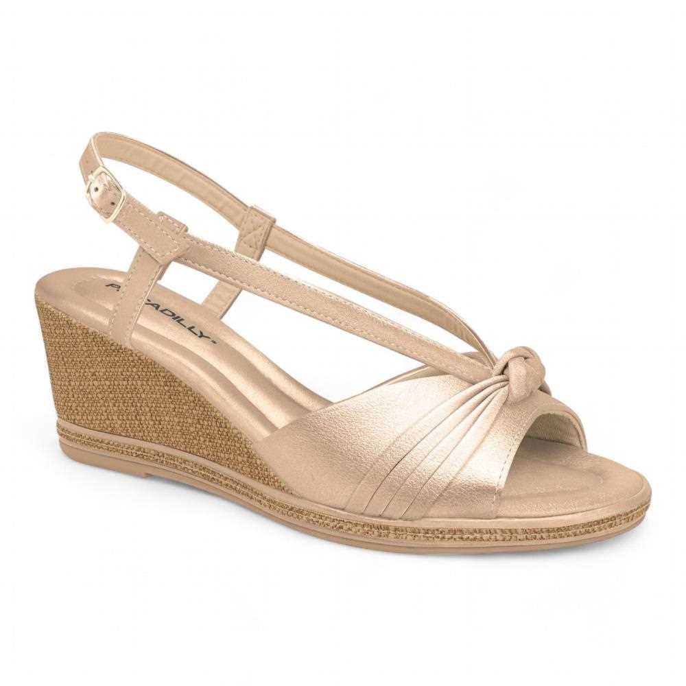 Sandália Piccadilly Anabela Feminina Dourado 1