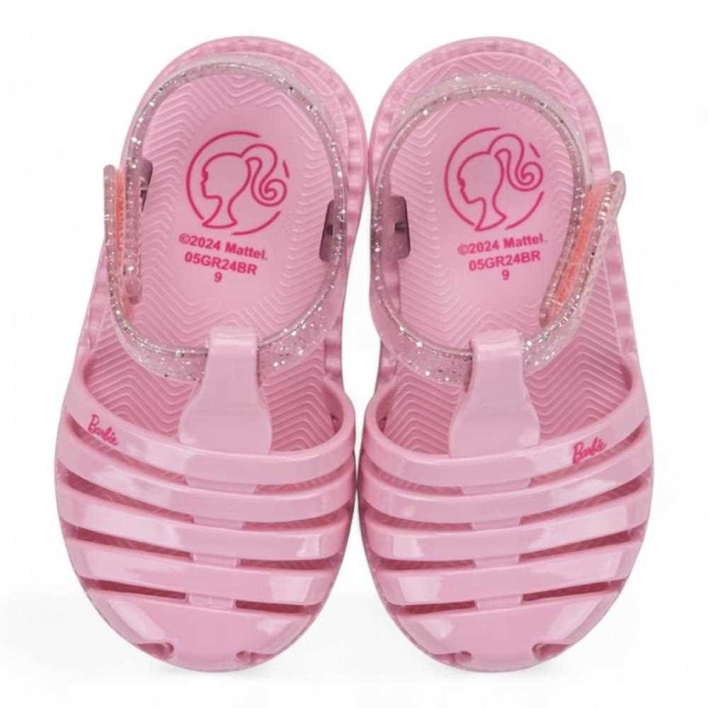 Sandália Grendene Barbie Duo Baby Feminina Infantil Rosa/Transparente Glitter 2
