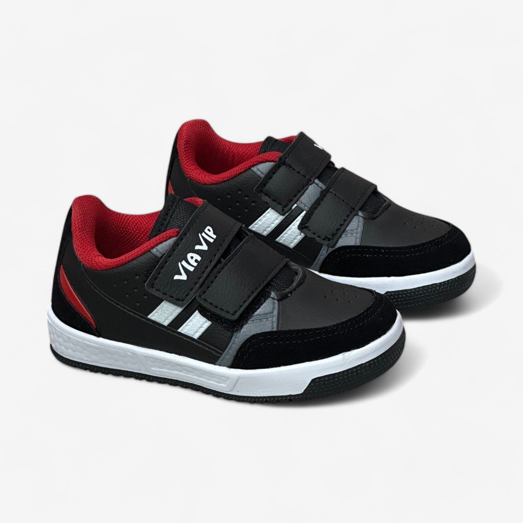 Tênis Via Vip Masculino Infantil Preto/Vermelho 2