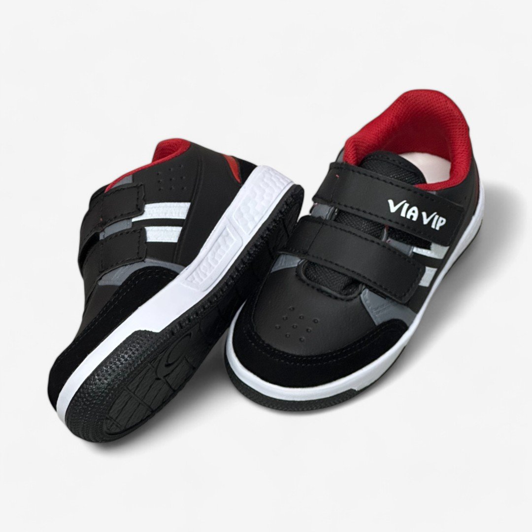 Tênis Via Vip Masculino Infantil Preto/Vermelho 3