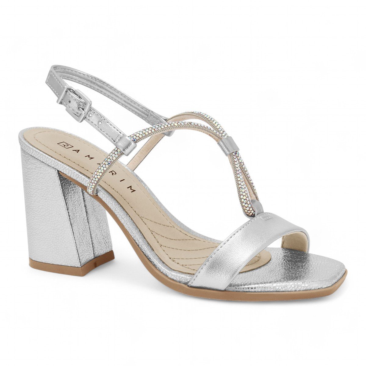 Sandália Ramarim Salto Bloco Feminina Prata 2