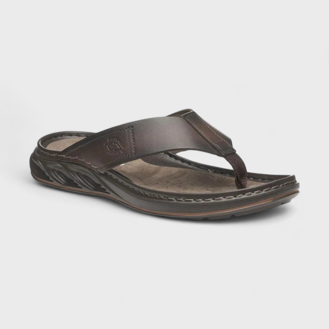 Chinelo Pegada Masculino em Couro 134103 Marrom 2