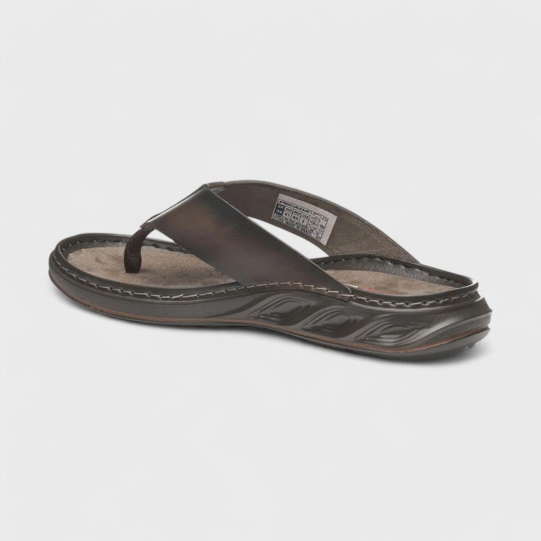 Chinelo Pegada Masculino em Couro 134103 Marrom 3