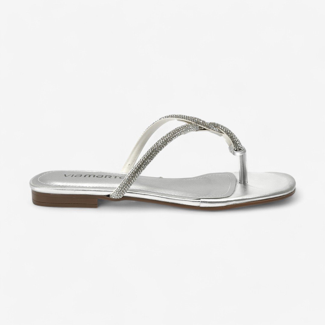 Chinelo Rasteira Via Marte Feminino Prata 4