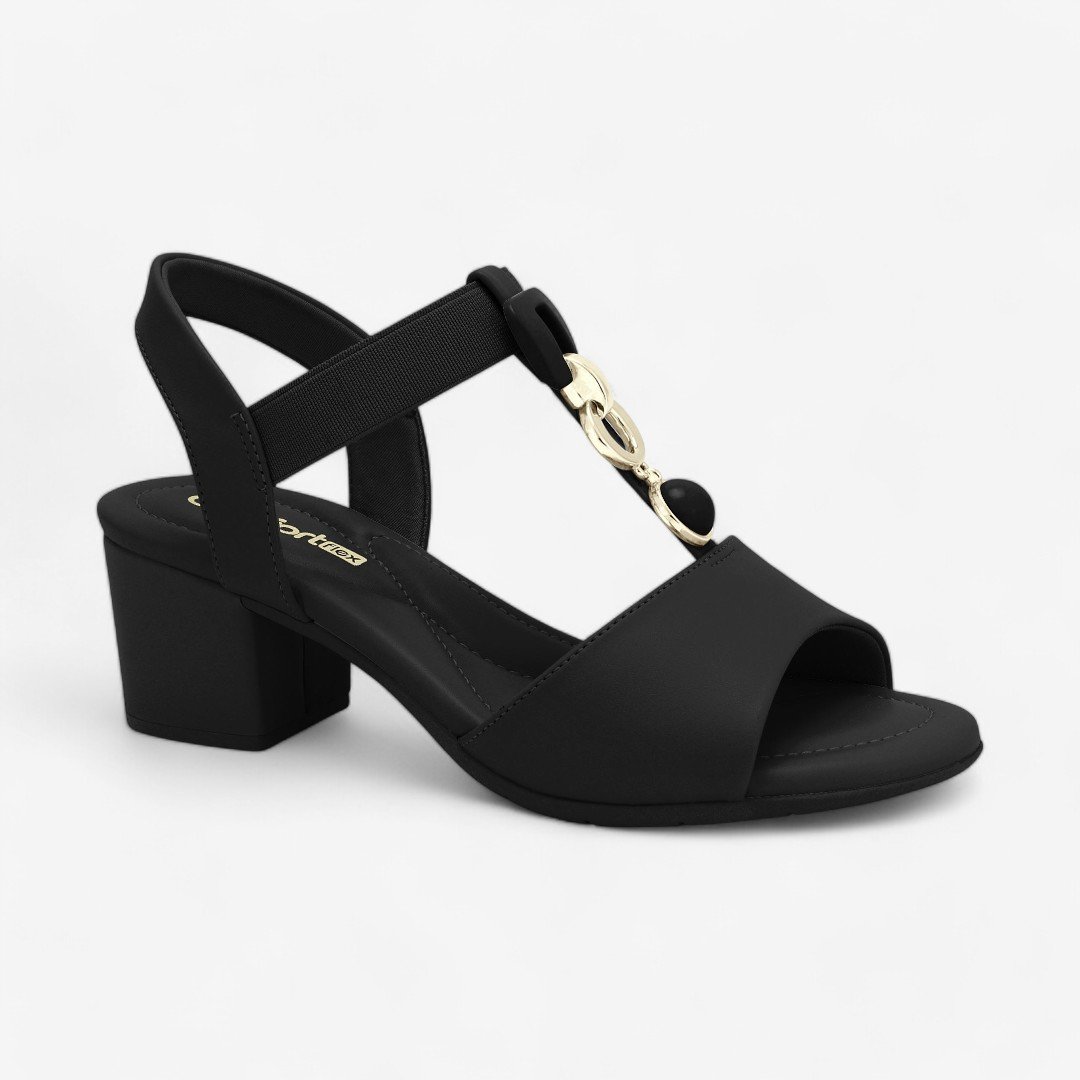 Sandália ComfortFlex Salto Baixo Feminina Preto 2