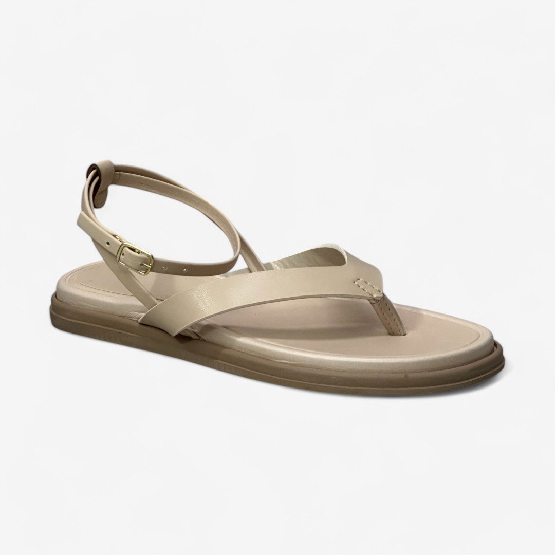 Sandália Rasteira Papete Raquel Dias Feminina Bege 3