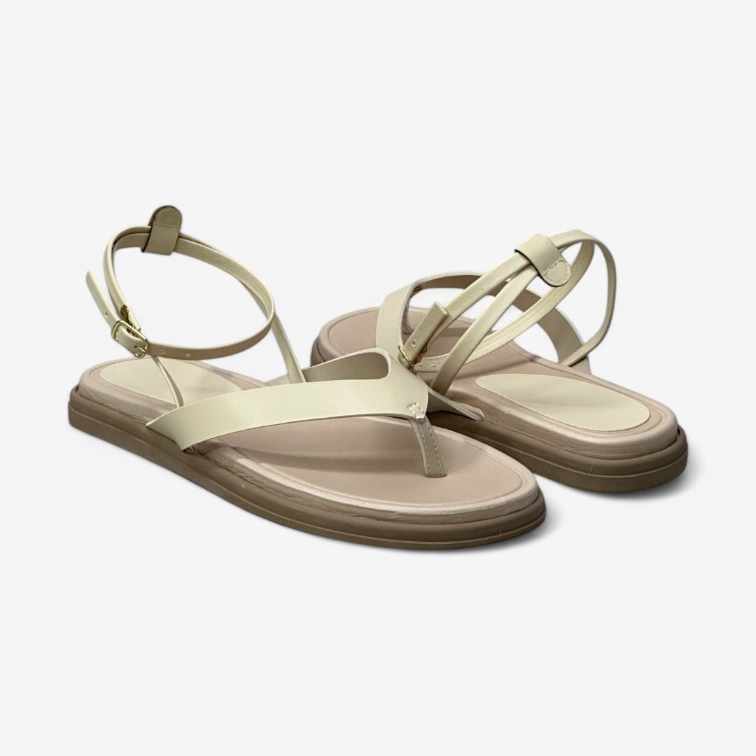 Sandália Rasteira Papete Raquel Dias Feminina Bege 3