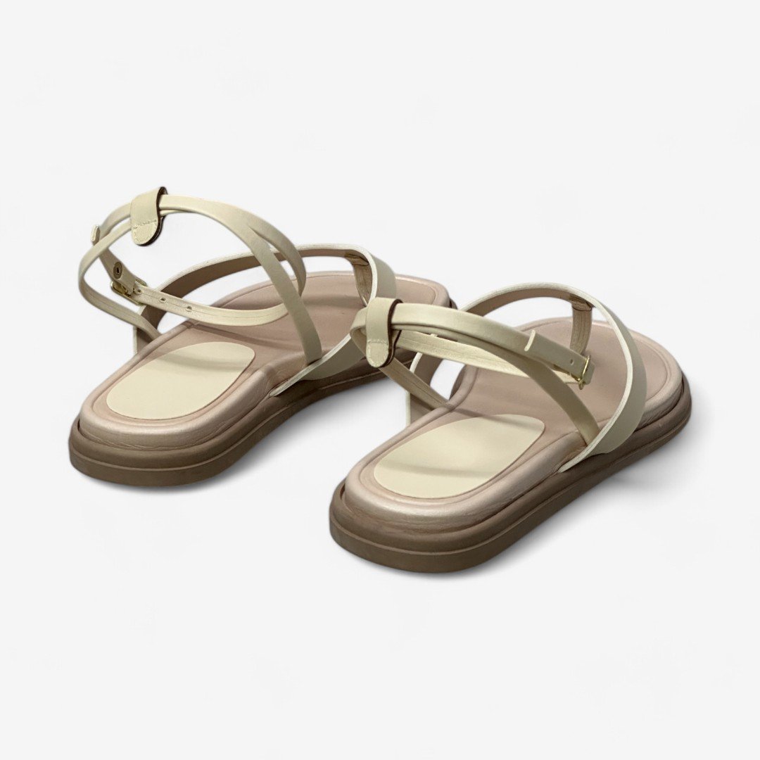 Sandália Rasteira Papete Raquel Dias Feminina Bege 5