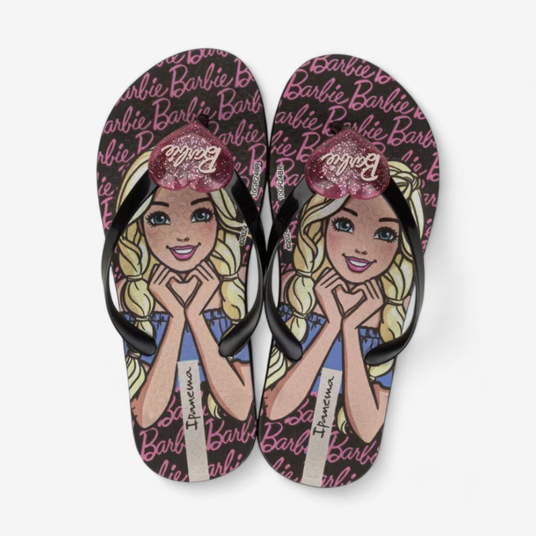 Chinelo Ipanema Barbie Style Feminino Infantil Preto/Rosa/Amarelo 2