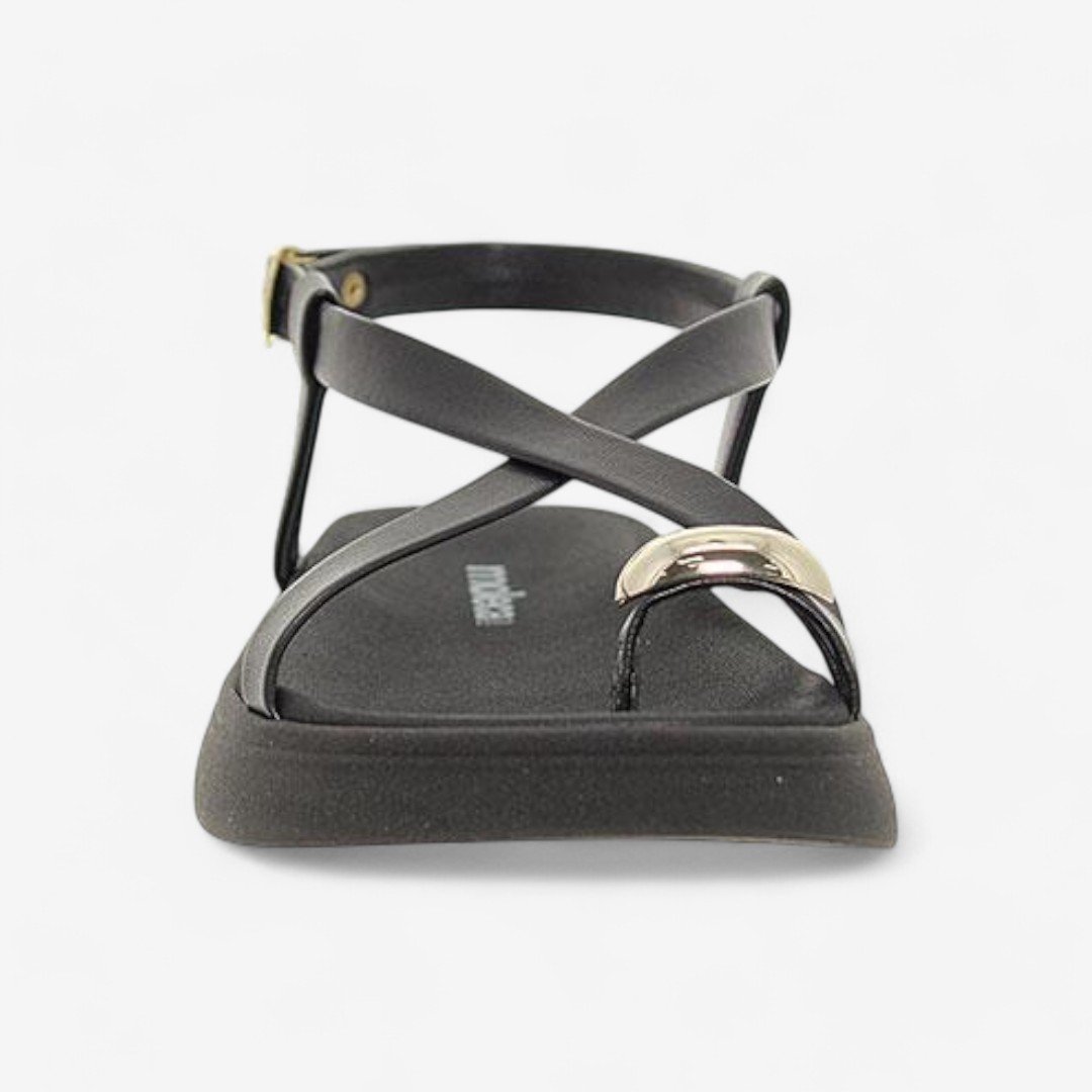 Sandália Papete Moleca Rasteira Feminina Preto 6