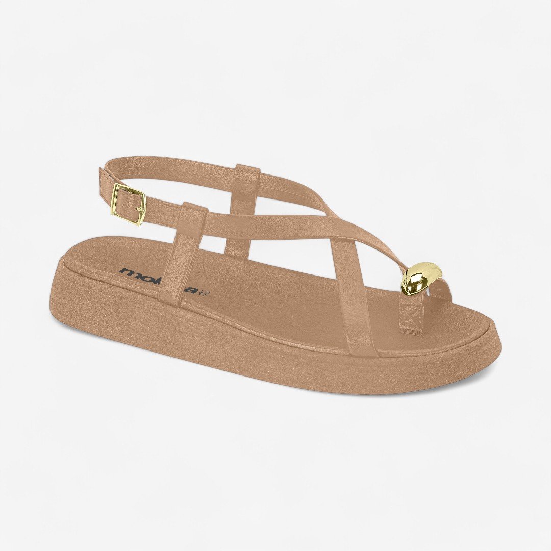 Sandália Papete Moleca Rasteira Feminina Bege 2