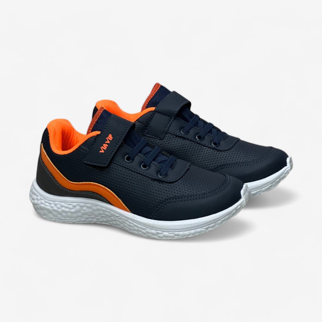 Tênis Via Vip Masculino Infantil Marinho/Laranja 2