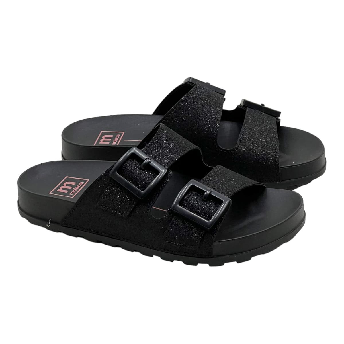 Chinelo Moleca Slide Feminino com Fivelas Preto 2