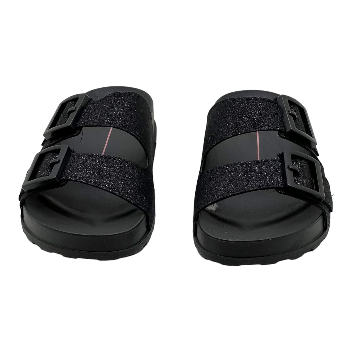 Chinelo Moleca Slide Feminino com Fivelas Preto 3