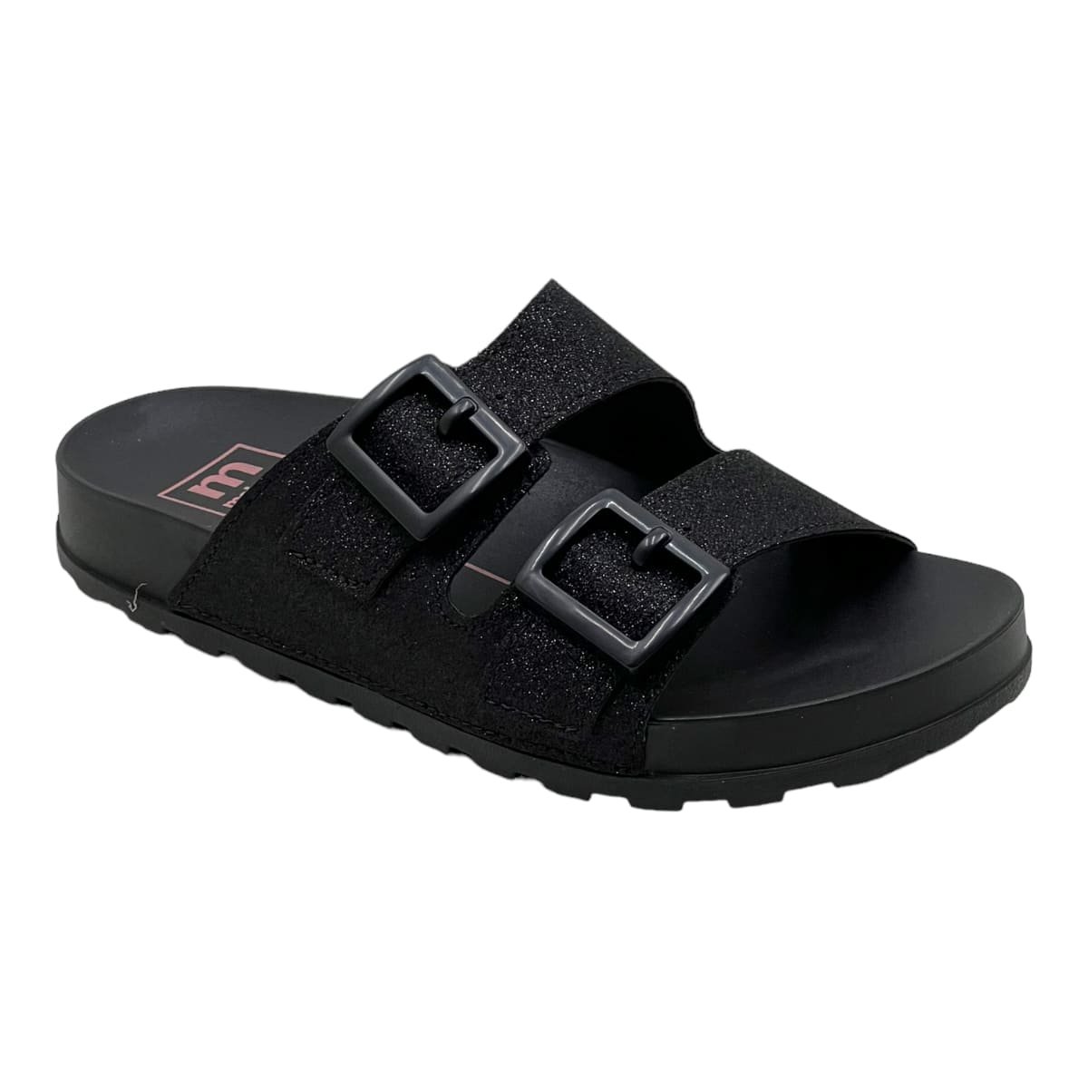 Chinelo Moleca Slide Feminino com Fivelas Preto 4