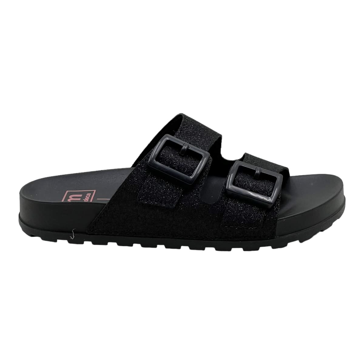 Chinelo Moleca Slide Feminino com Fivelas Preto 7