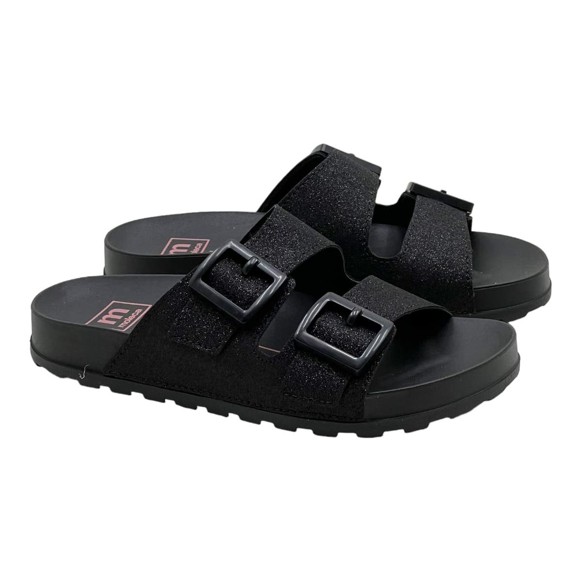 Chinelo Moleca Slide Feminino com Fivelas Preto 8