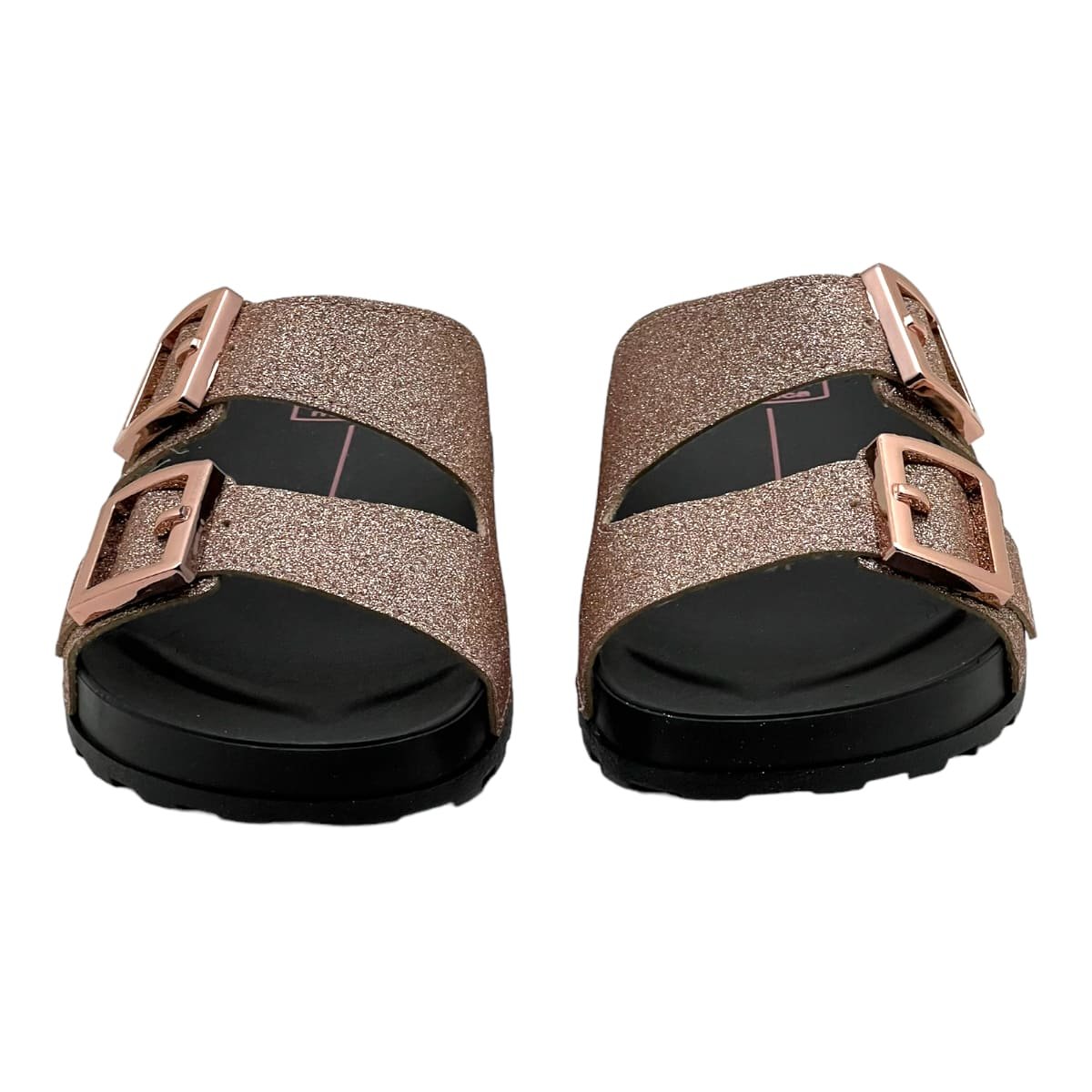 Chinelo Moleca Slide Feminino com Fivelas Dourado 5