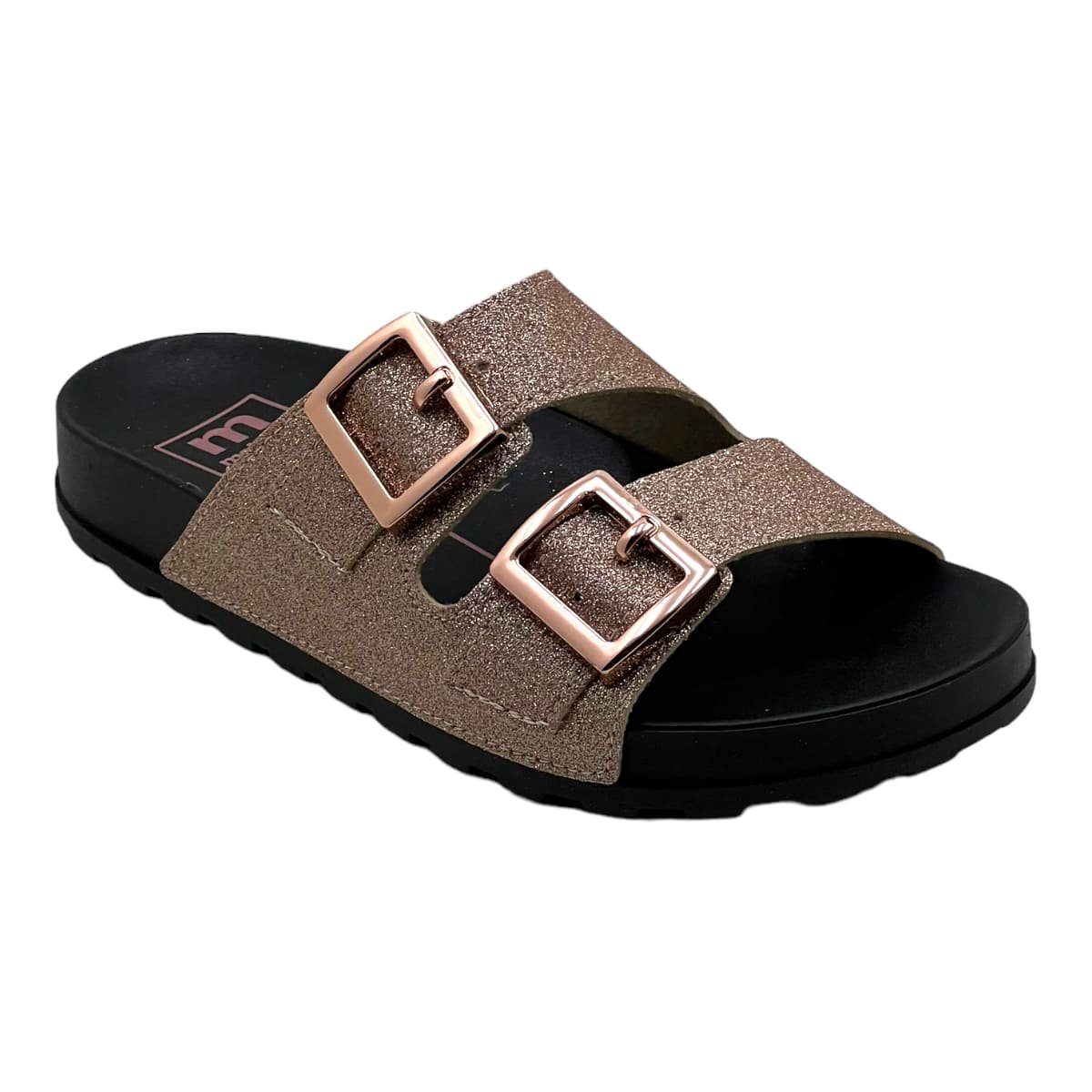 Chinelo Moleca Slide Feminino com Fivelas Dourado 6