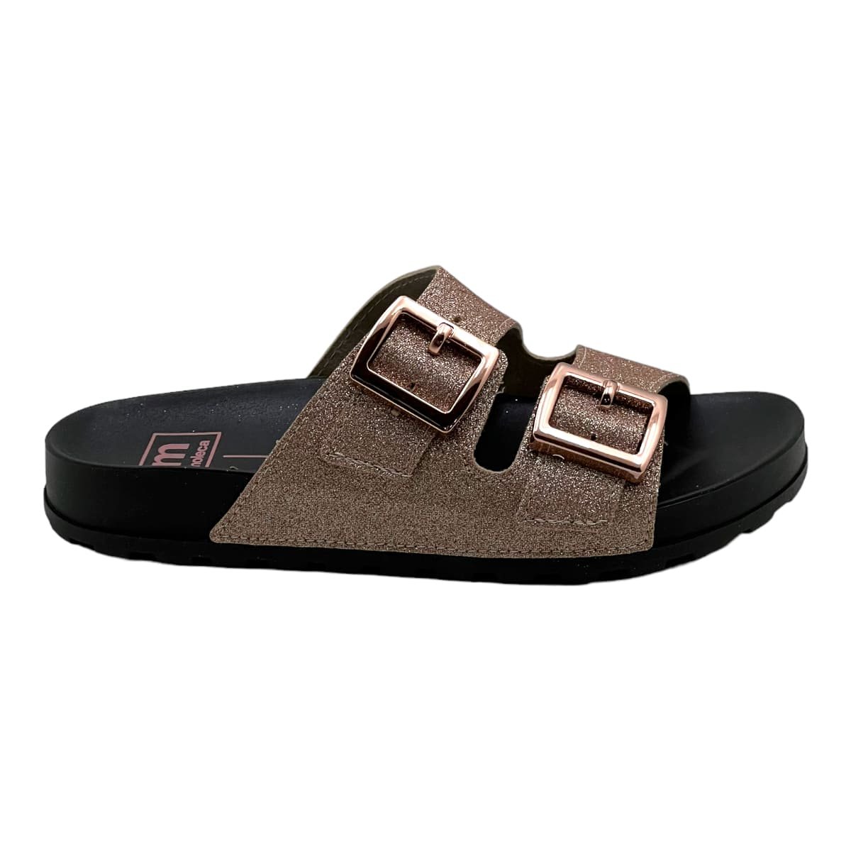 Chinelo Moleca Slide Feminino com Fivelas Dourado 7