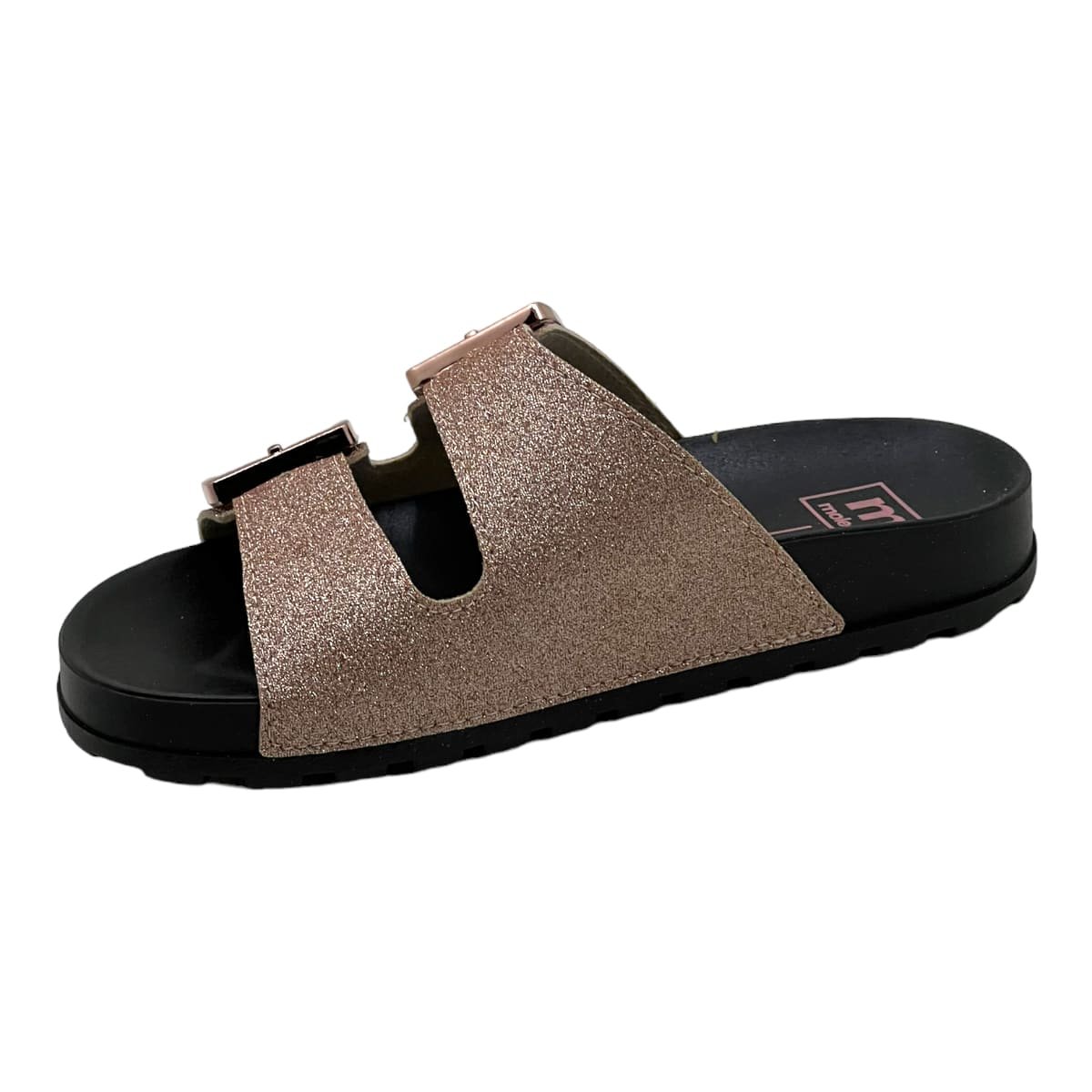 Chinelo Moleca Slide Feminino com Fivelas Dourado 8