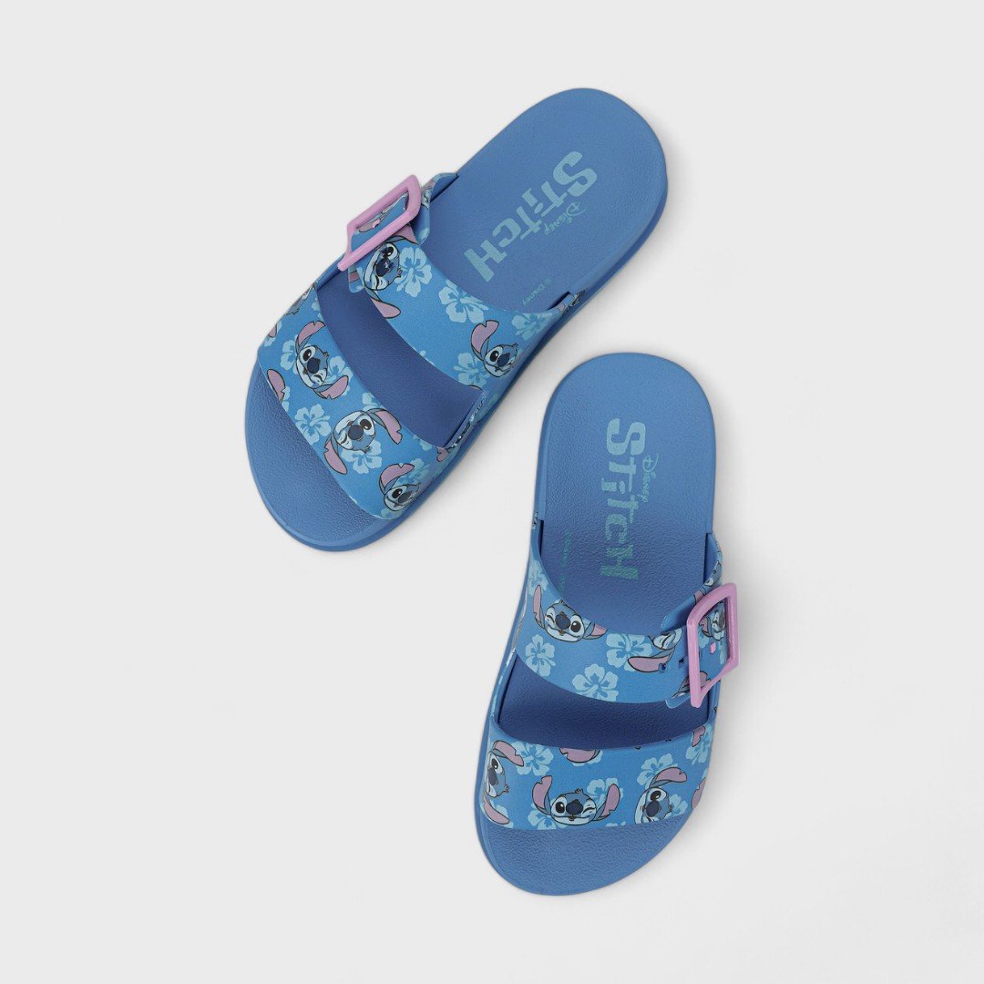Chinelo Grendene Kids Stitch Summer Slide Infantil 23198 Azul/Rosa 4