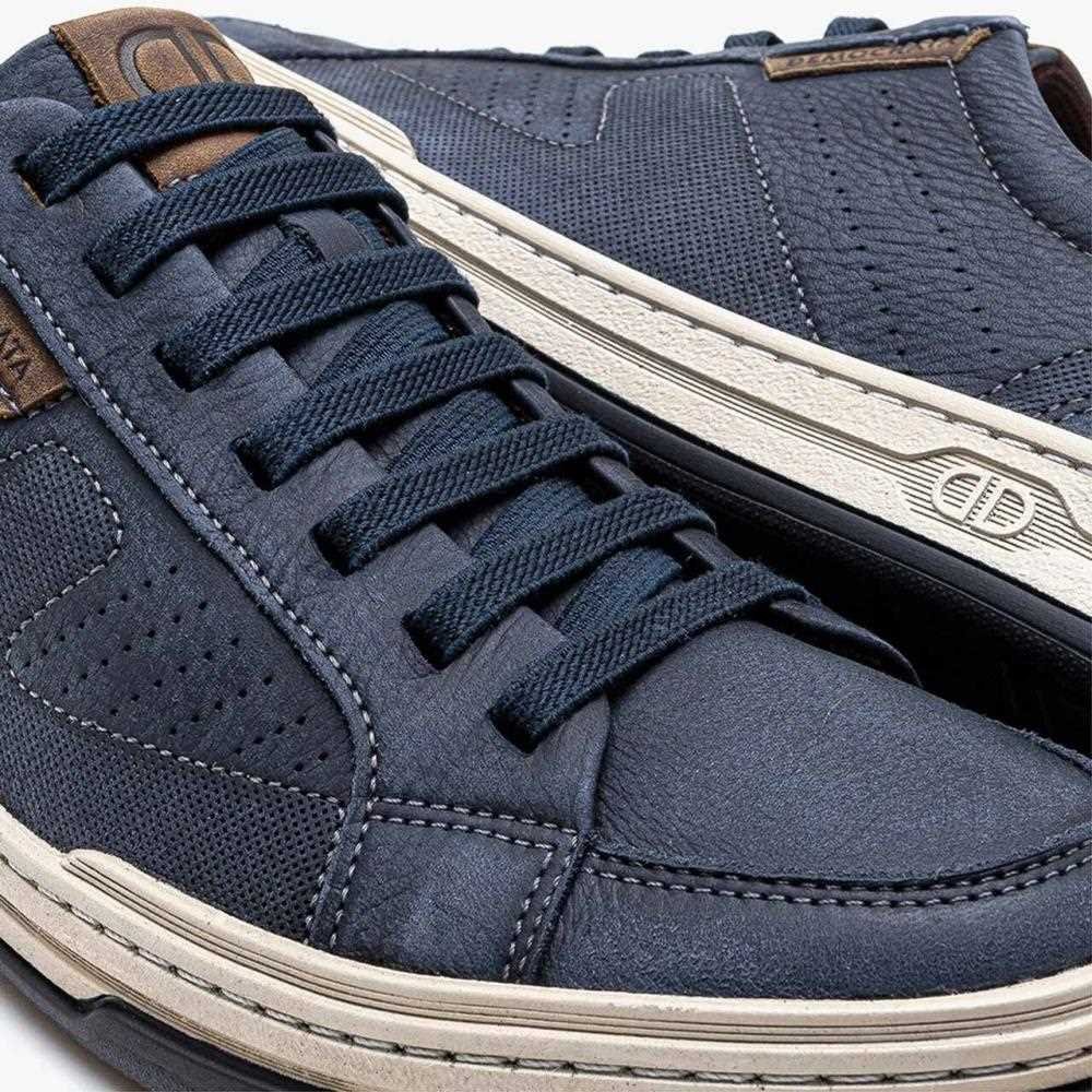 Tênis Casual Democrata Masculino em Couro Azul 3