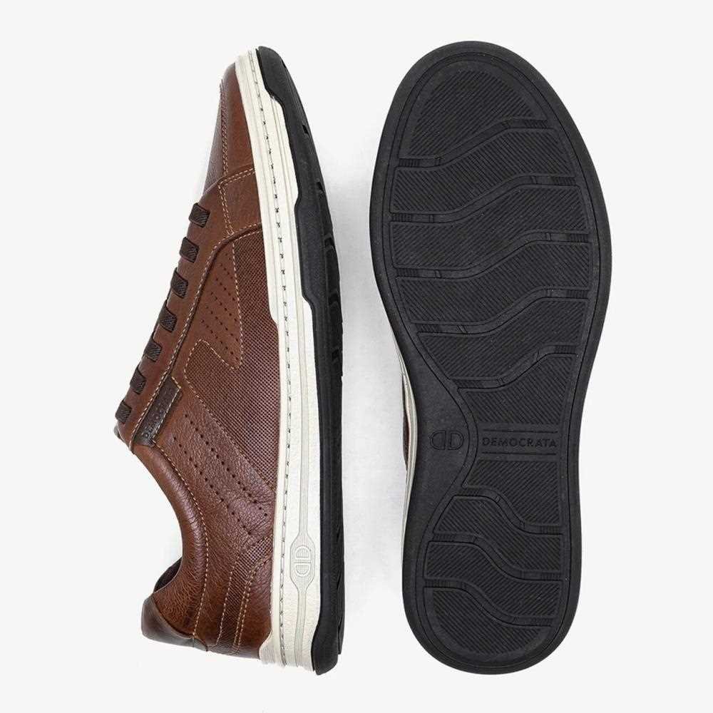 Tênis Casual Democrata Masculino em Couro Marrom 4