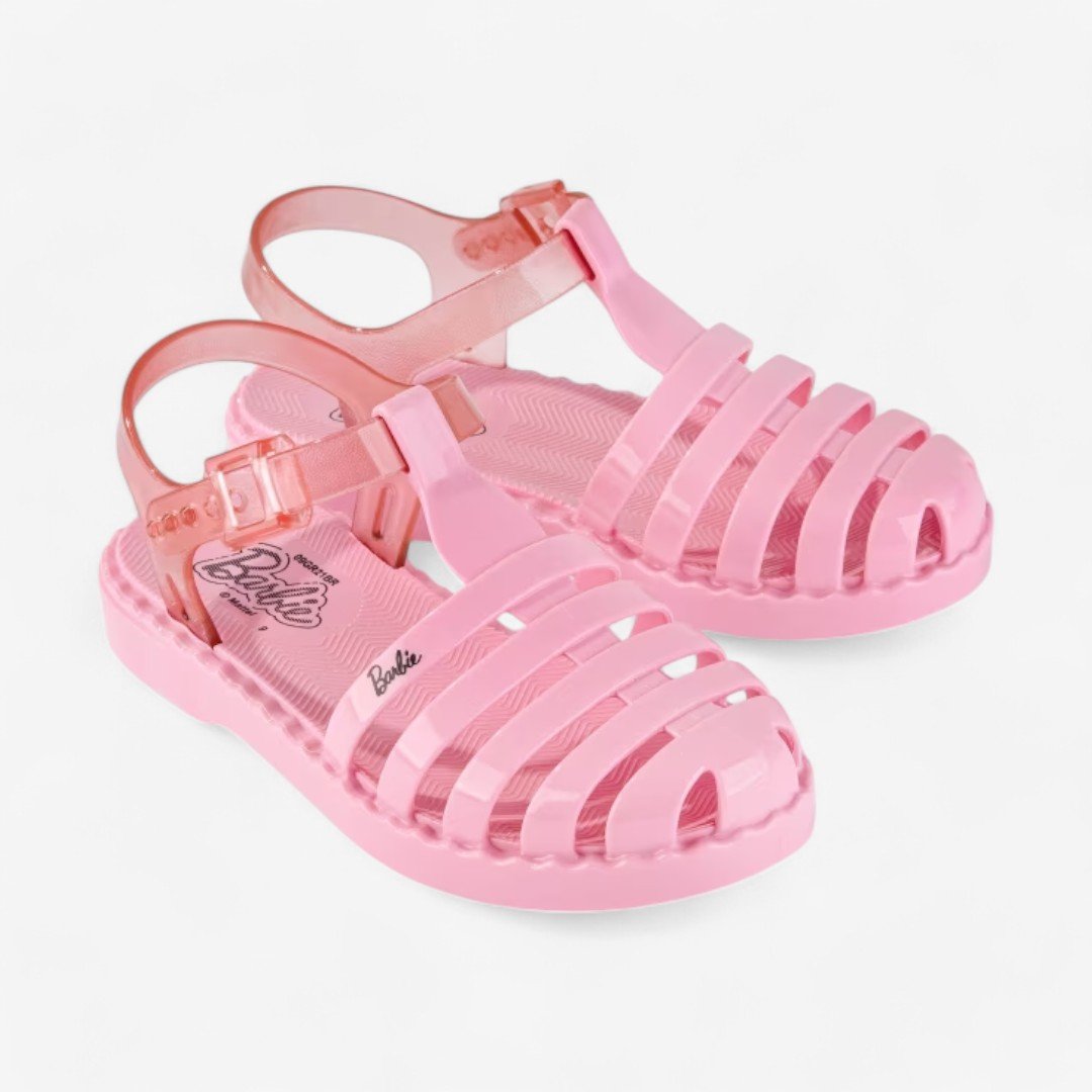 Sandália Infantil Barbie Duo Grendene Kids Rosa/Rosa Transparente 2