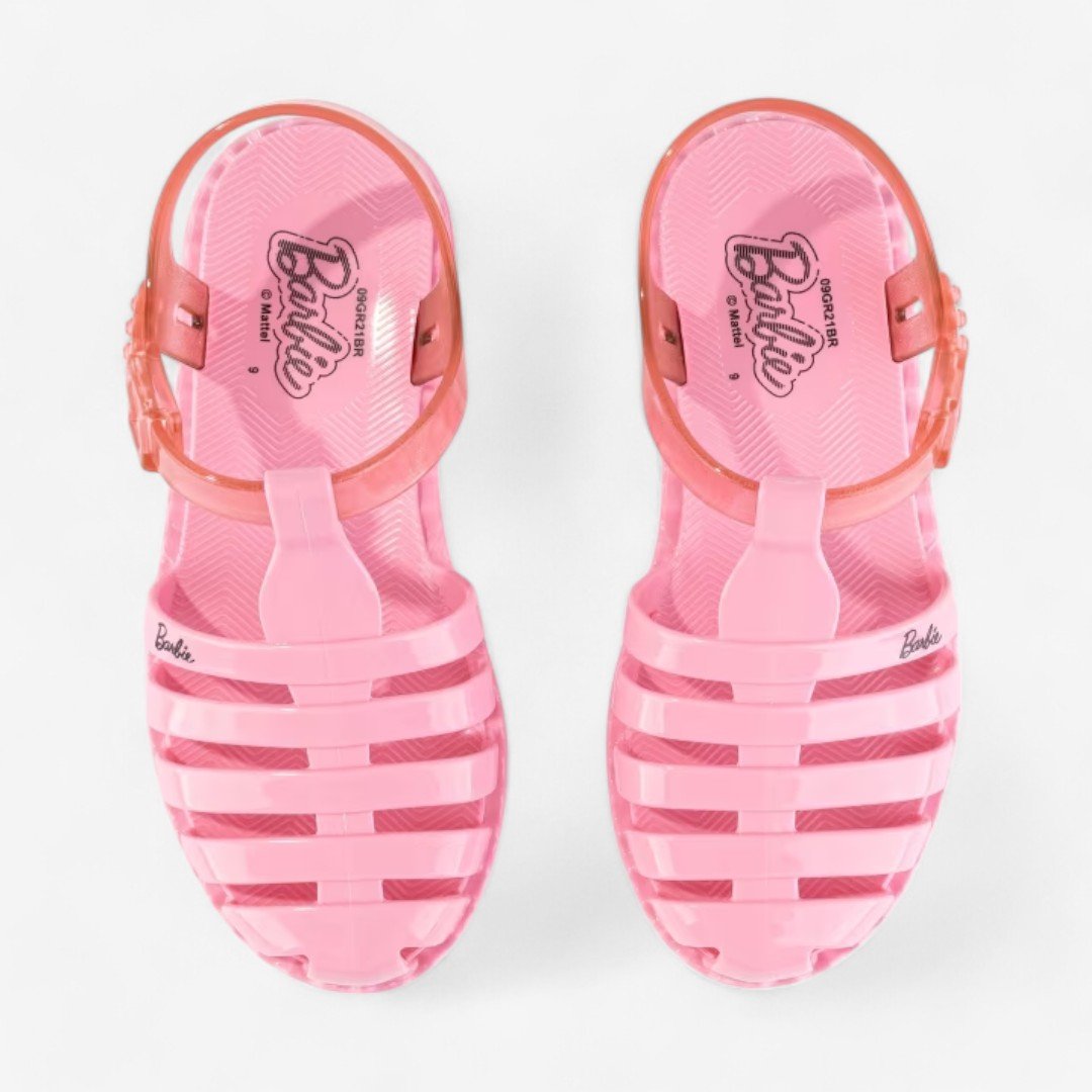 Sandália Infantil Barbie Duo Grendene Kids Rosa/Rosa Transparente 3