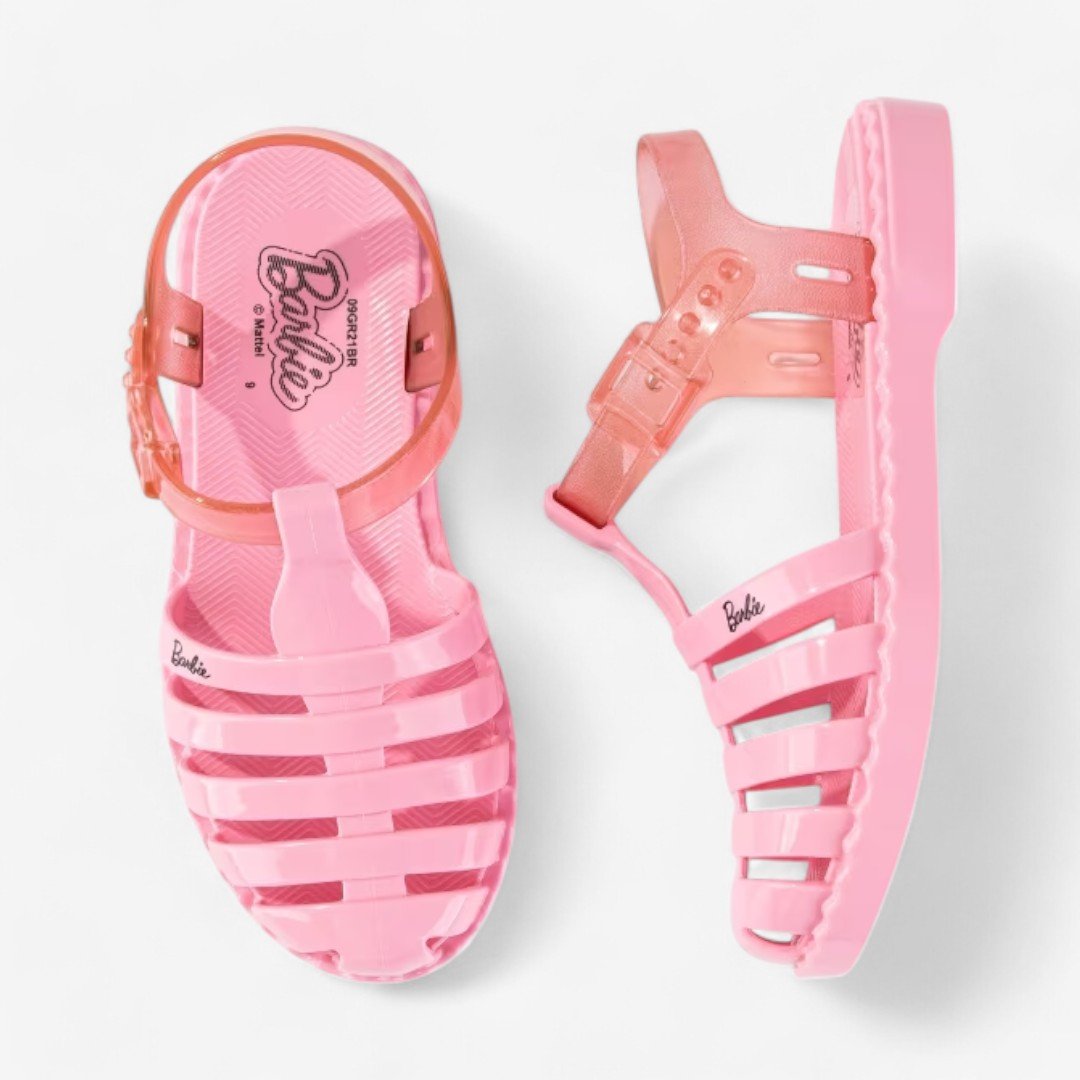 Sandália Infantil Barbie Duo Grendene Kids Rosa/Rosa Transparente 4
