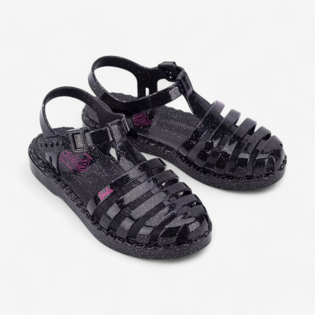 Sandália Infantil Barbie Duo Grendene Kids Preto Glitter 2