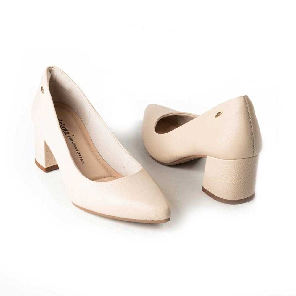 Sapato Scarpin Dakota Feminino Couro Bege 8