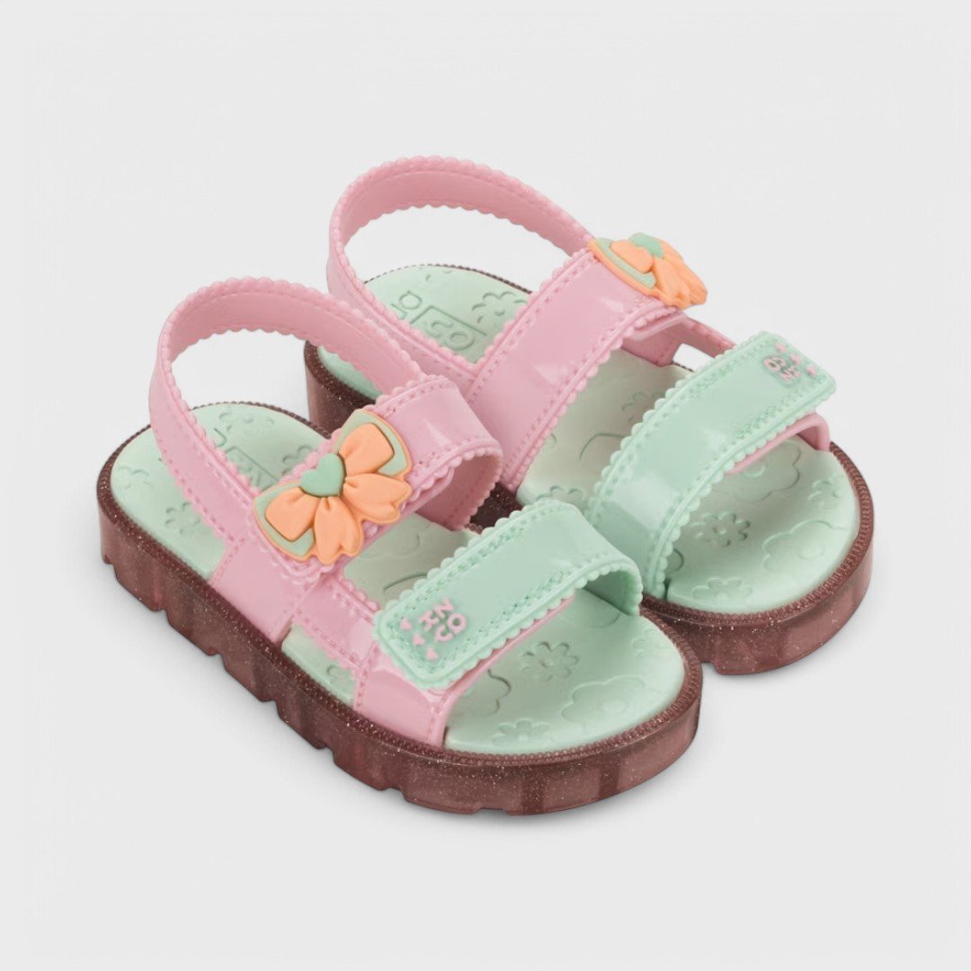 Sandália Zaxynina Fofinha Baby Infantil Rosa/Verde 2