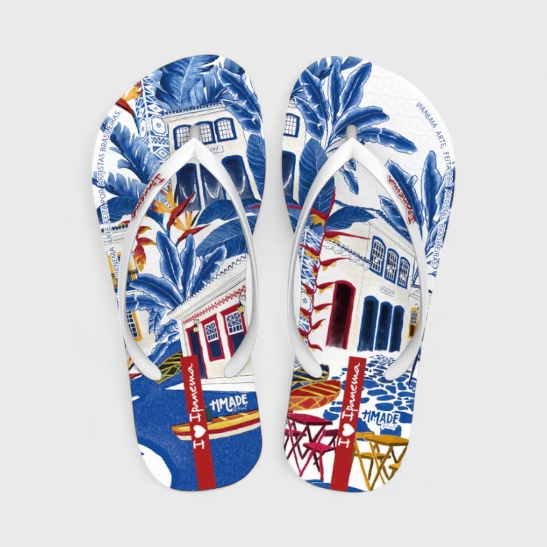 Chinelo Ipanema Arte Feminino Branco/Azul 2