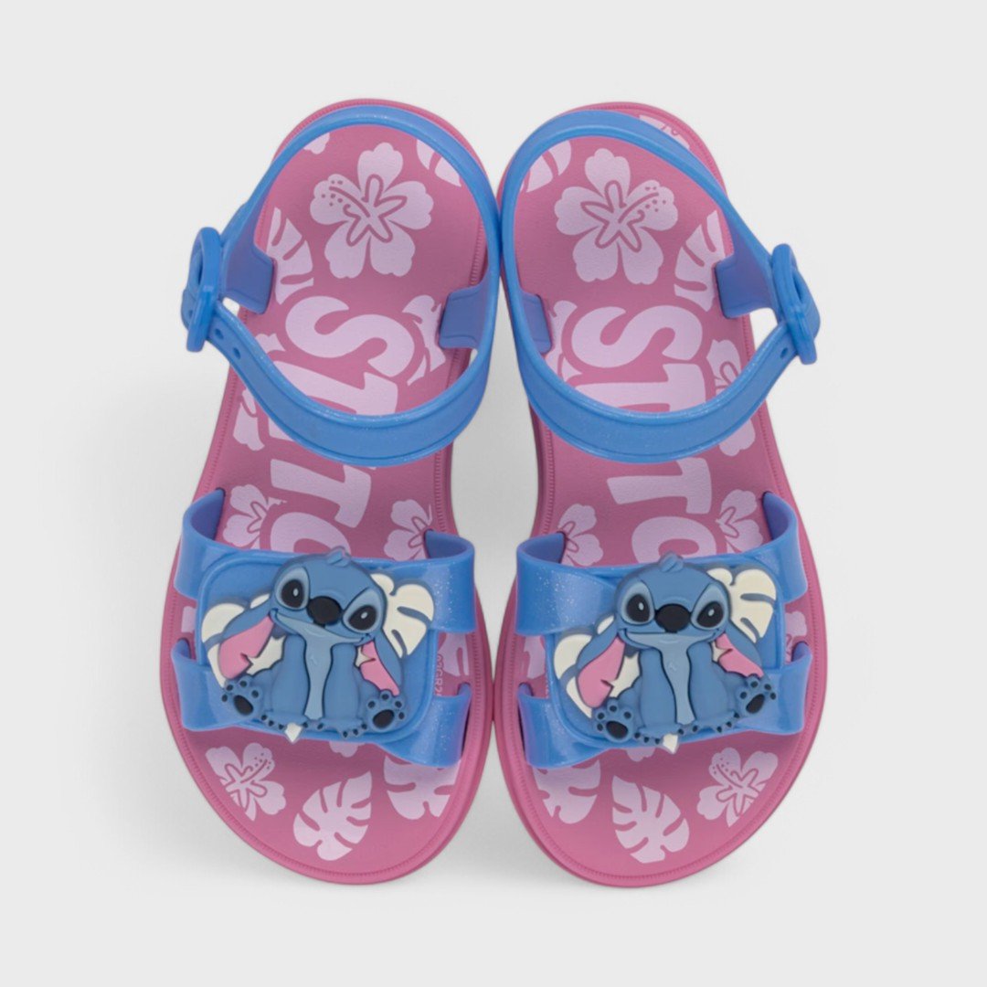 Sandália Infantil Stitch Pet Shop Grendene Kids Rosa/Azul Glitter 4