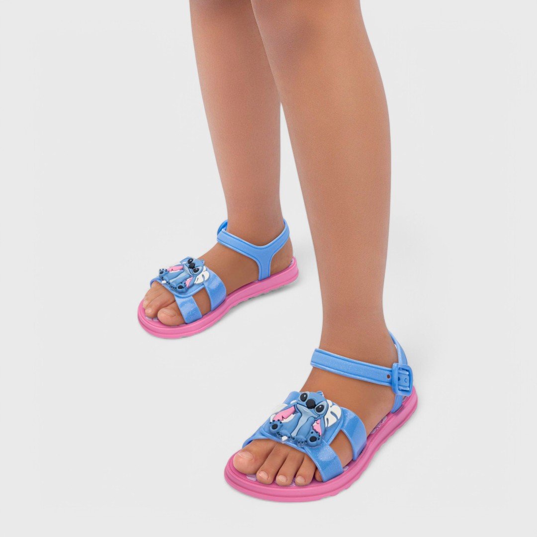 Sandália Infantil Stitch Pet Shop Grendene Kids Rosa/Azul Glitter 5