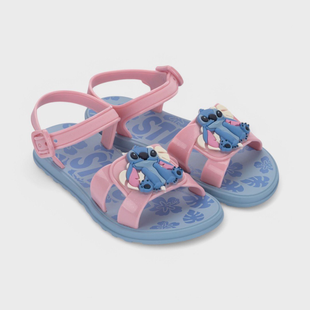 Sandália Infantil Stitch Pet Shop Grendene Kids Azul/Rosa Glitter 2