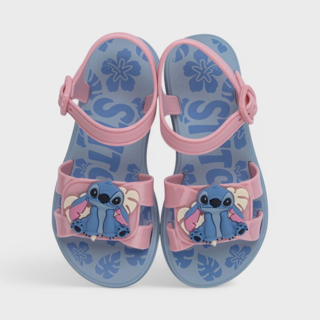 Sandália Infantil Stitch Pet Shop Grendene Kids Azul/Rosa Glitter 4