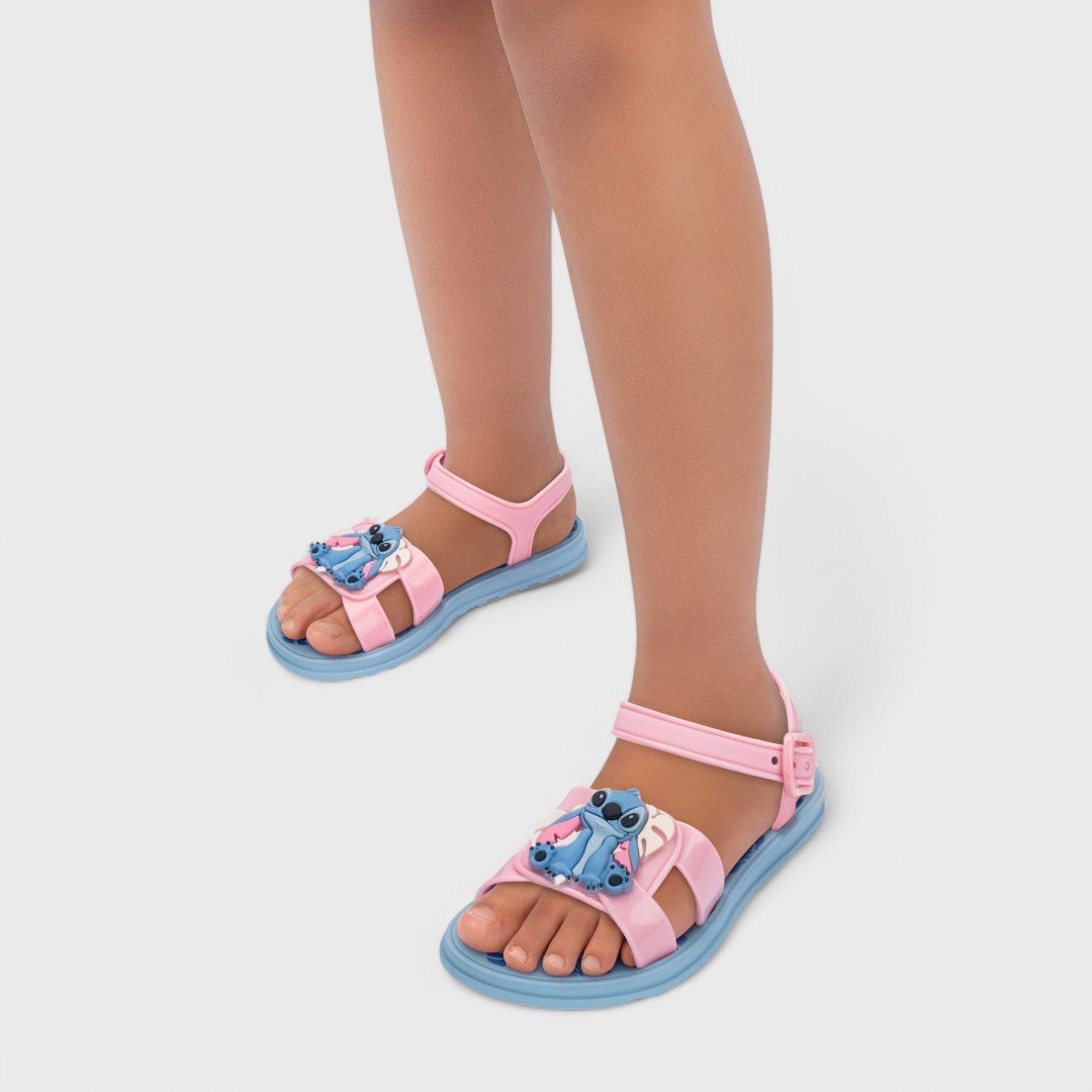 Sandália Infantil Stitch Pet Shop Grendene Kids Azul/Rosa Glitter 5