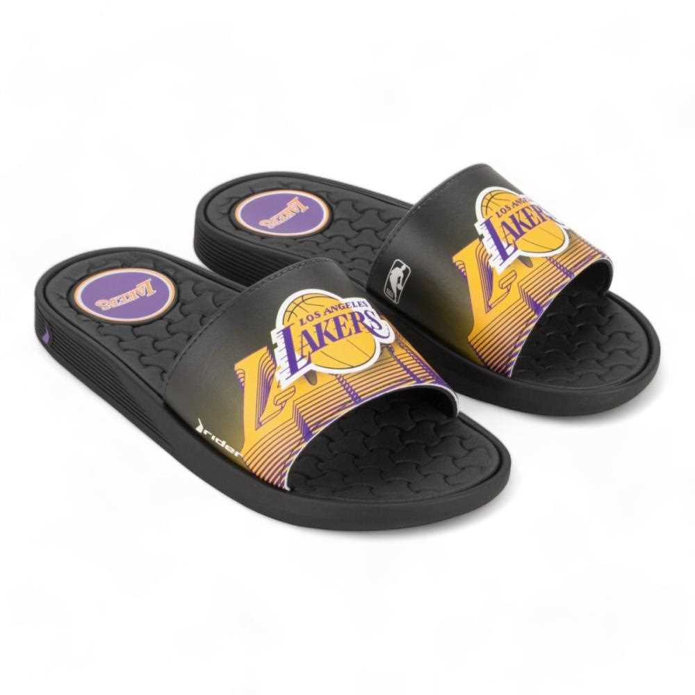Chinelo Rider Slide Pump NBA II Masculino 12195 Preto/Amarelo/Roxo 2