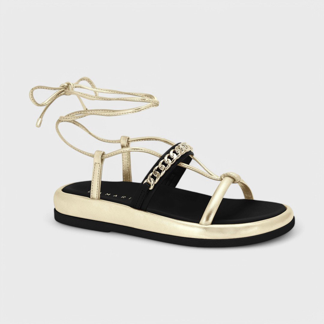 Sandália Flat Ramarim Feminina Dourado 2