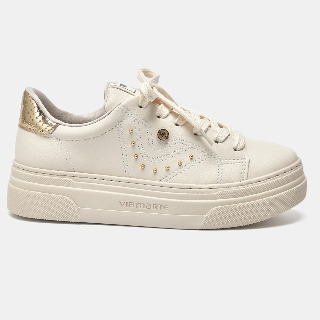 Tênis Via Marte Casual Feminino Marfim/Gold 2