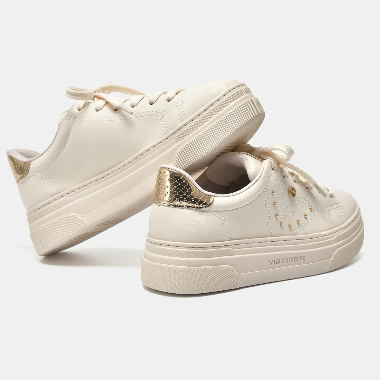 Tênis Via Marte Casual Feminino Marfim/Gold 3