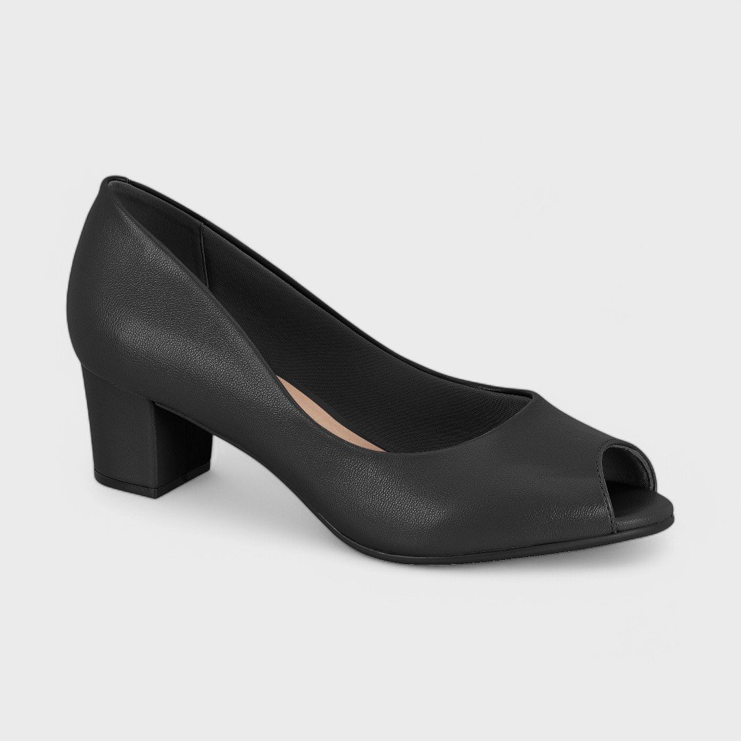 Sapato Peep Toe Beira Rio Feminino Preto 2