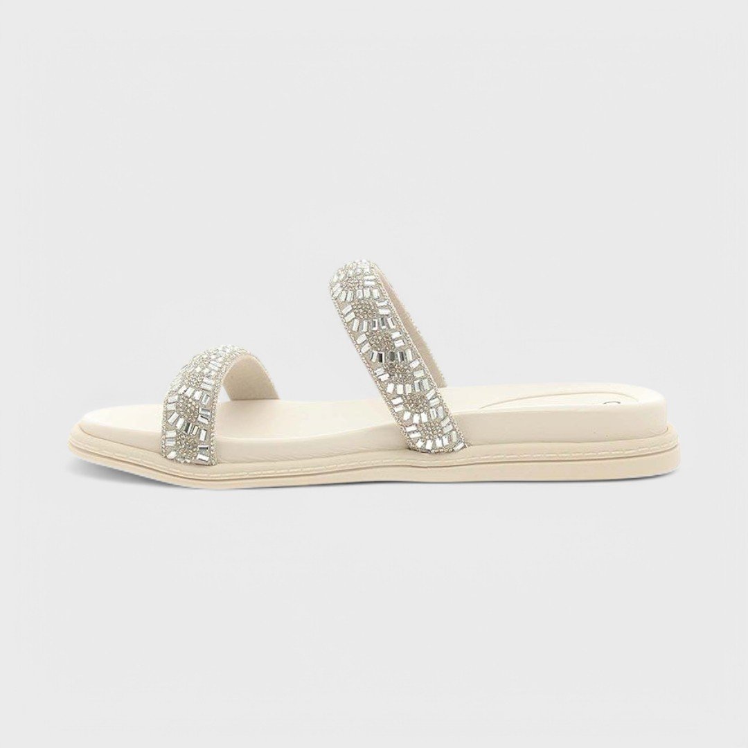 Papete Beira Rio Feminina Gelo/Cristal/Champagne 2