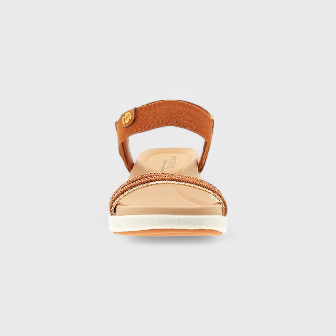 Sandália Rasteira Modare Feminina Camel/Dourado 4