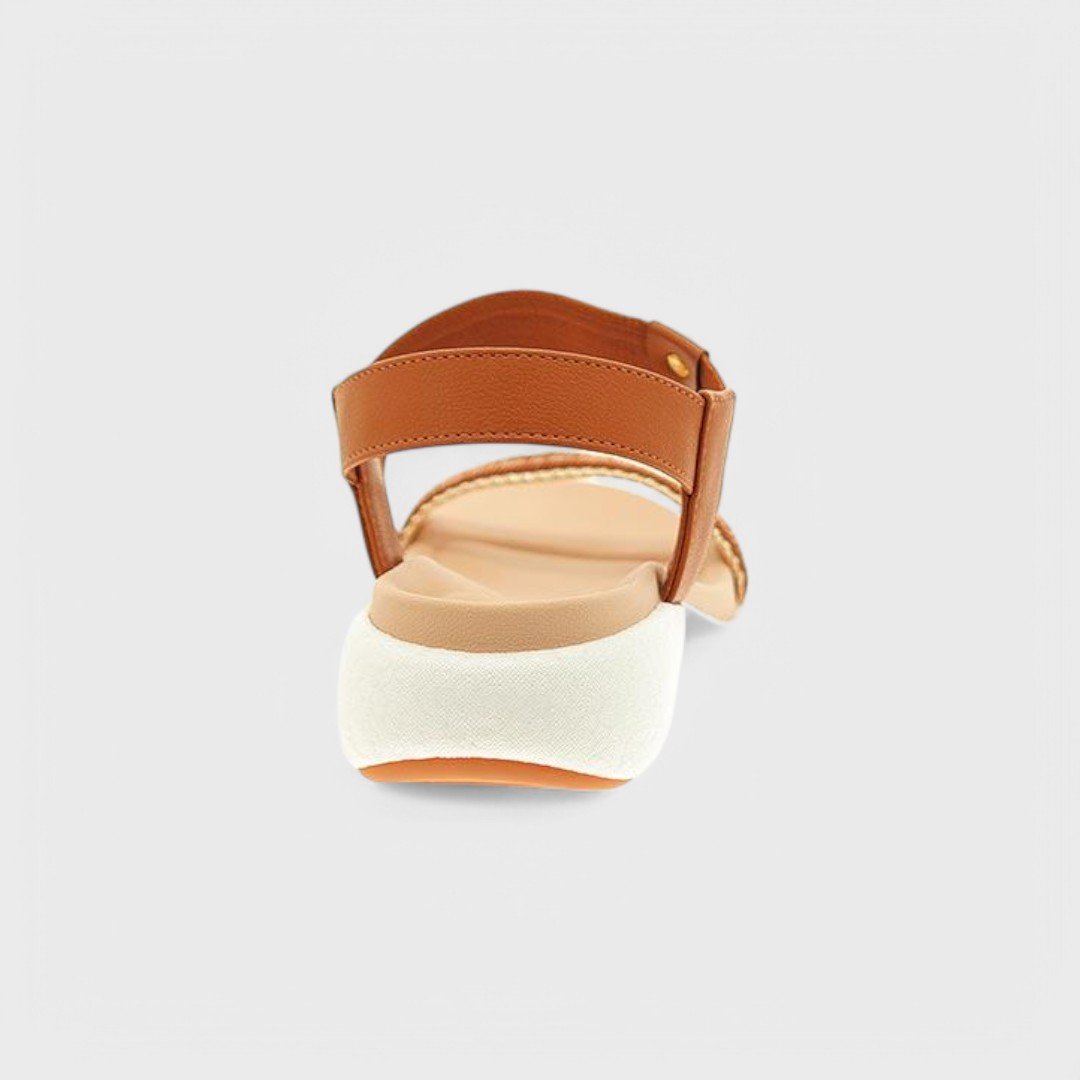 Sandália Rasteira Modare Feminina Camel/Dourado 5