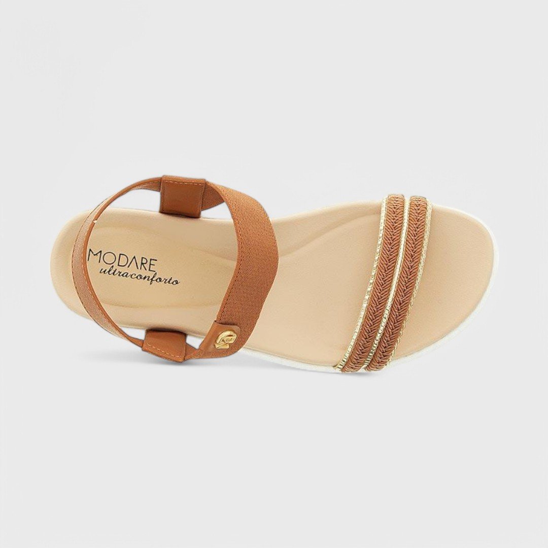 Sandália Rasteira Modare Feminina Camel/Dourado 6