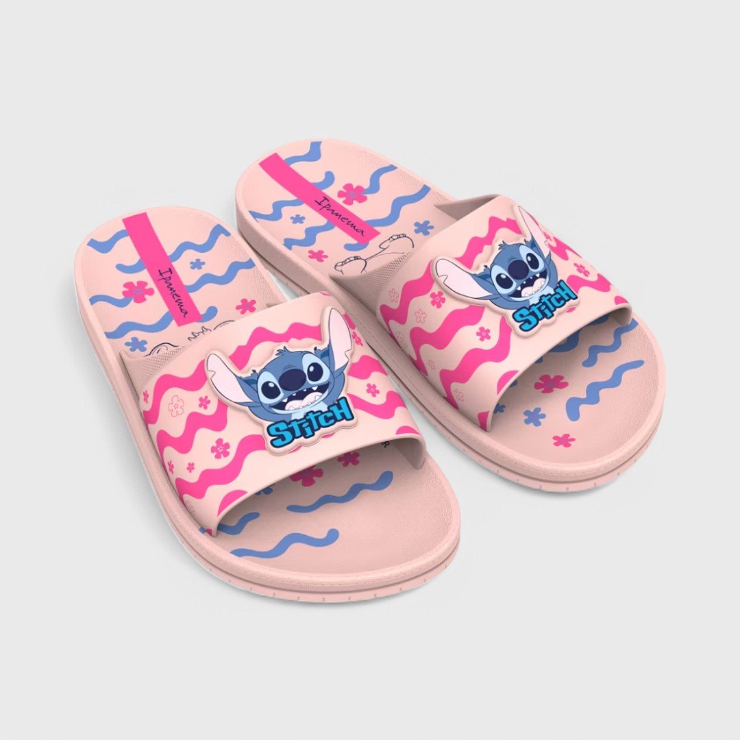 Chinelo Ipanema Disney Stitch Slide Infantil Rosa/Azul 1
